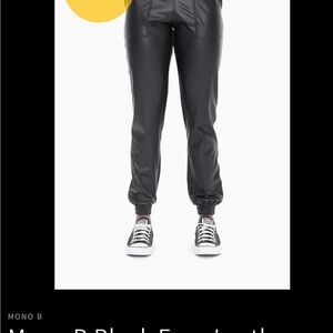 Mono B women’s  Black Faux Leather Joggers
